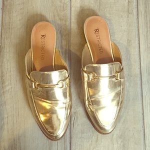 metallic gold mules